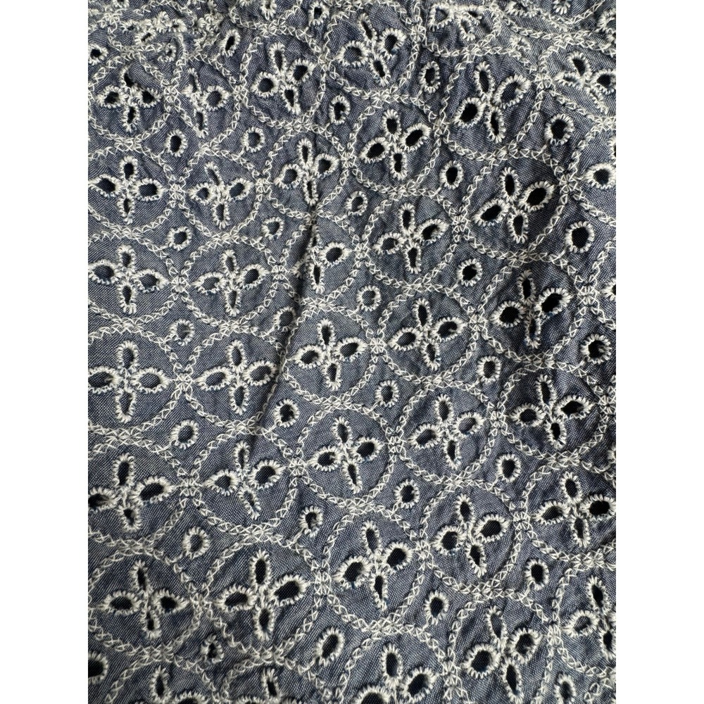 Cottagecore Gap Blue Eyelet Flutter Sleeve Cotton Blouse Medium Boho Top - Picture 8 of 9